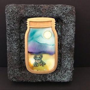 Frog Sun Watercolor Original Painting by Anita Ray